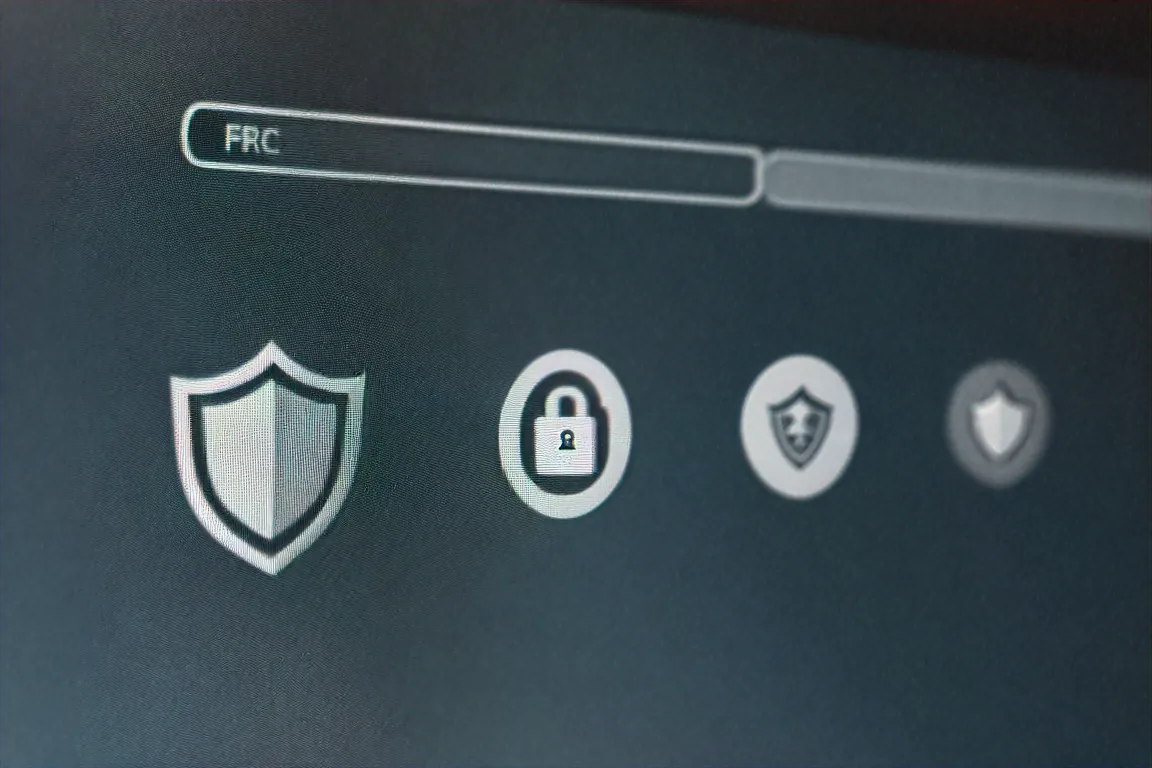 Browser with privacy extension icons in toolbar actively blocking trackers