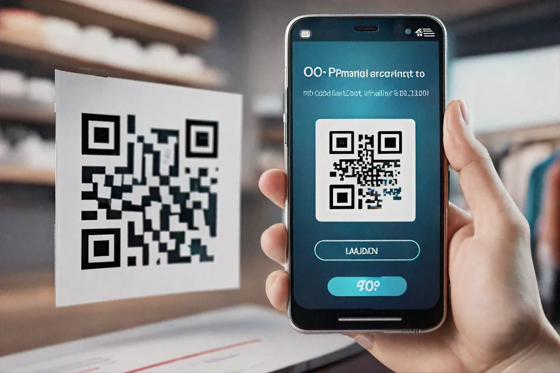 Smartphone scanning suspicious QR code with red warning triangle alert