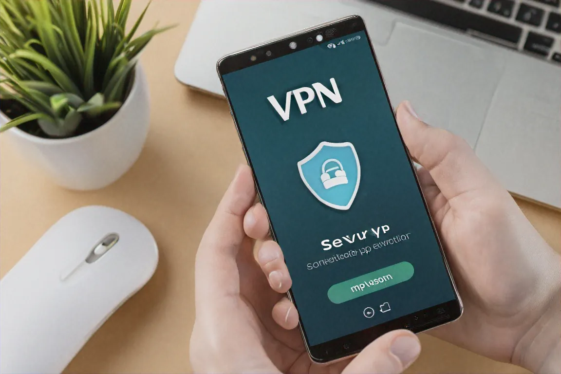 Android phone showing VPN app being configured with server selection map