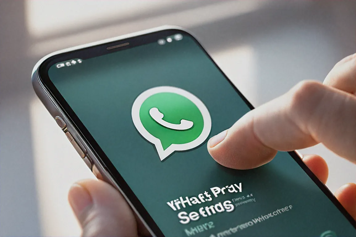 Smartphone showing WhatsApp privacy settings menu being configured